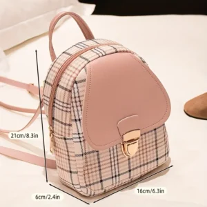 Mochila a cuadros con correas ajustables