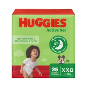 Pañal Huggies Active Sec Etapa 5 Talla XXG 25 Unidades